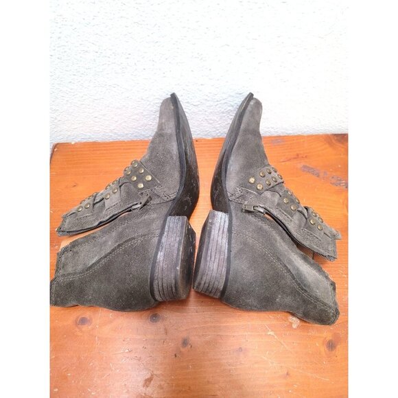 Zodiac Adele Style Brown Suede Ankle Boots With Studded Straps And Side Zippers - Picture 6 of 12